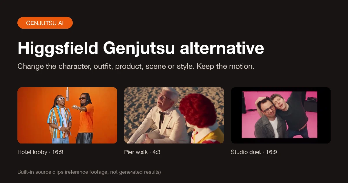 Higgsfield Genjutsu Alternative: Change Any Clip, Keep the Motion